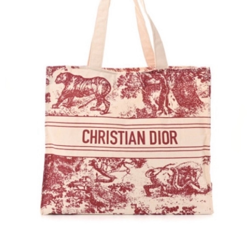 Christian Dior Straw Dioriviera Tote Burgundy - New